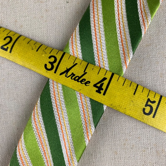 J Crew Silk Fabric Belt M L Green Pink Diagonal Stripes D Ring Slide Excellent - Picture 7 of 11